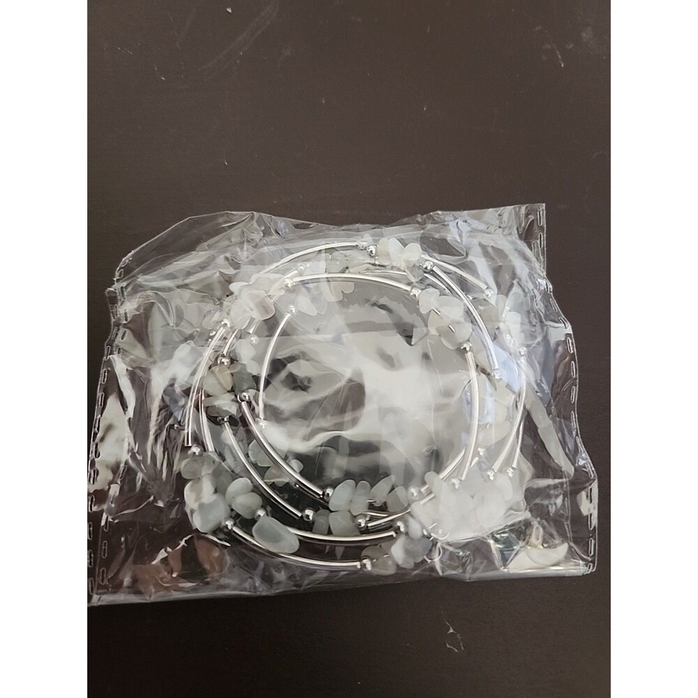 Handcrafted Stone Wrapped Bracelet White or Multi-Color New - Picture 2 of 4